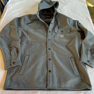 Men’s Rain Defender Relaxed Fit Heavyweight Hooded Shirt Jacket size L Black Hea